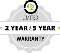 Limited 2-year and 5-year warranty information for the Model D