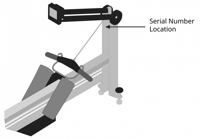 Serial number location on the Dynamic below where the monitor arm attaches