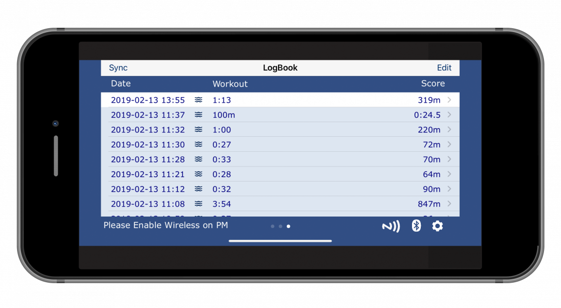 ErgData iOS Logbook Display